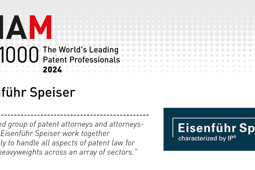 Eisenführ Speiser in „IAM Patent 1000“