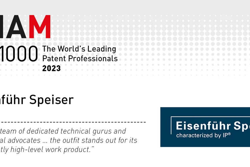 Eisenführ Speiser in „IAM Patent 1000“