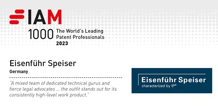 Eisenführ Speiser in „IAM Patent 1000“